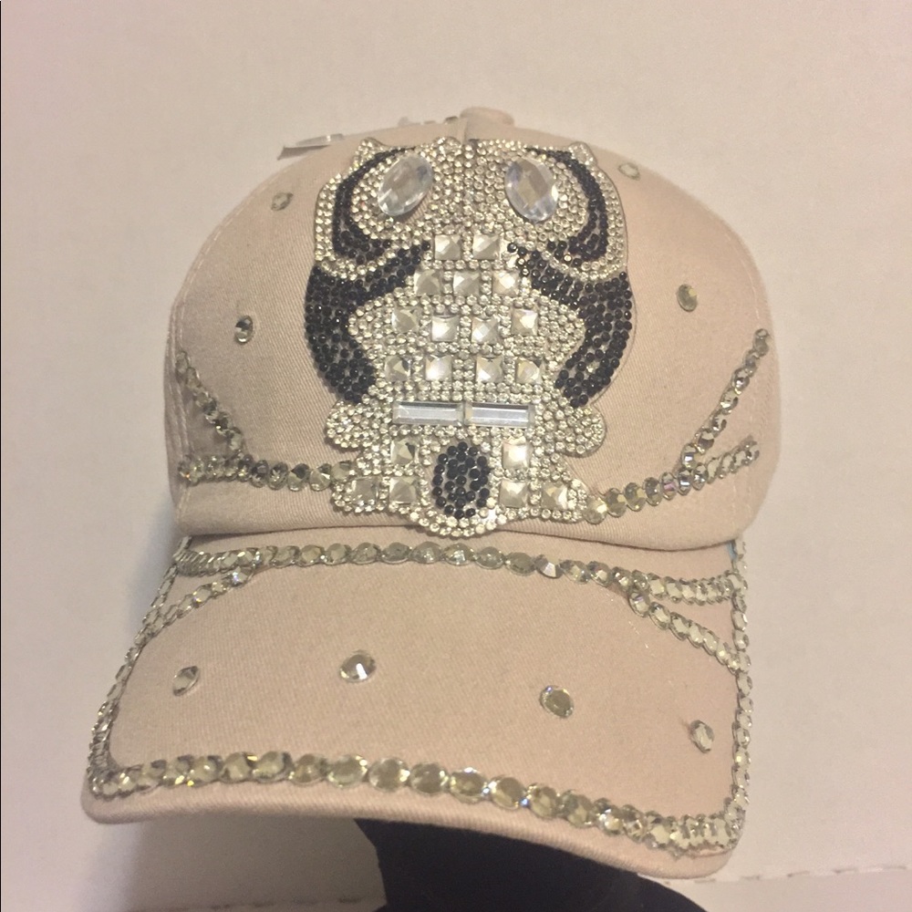 ♥️ Khaki Denim Rhinestone Bling Hat Owl